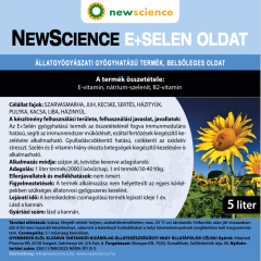 NEW SCIENCE E+SELEN -állatgyógyászati gyógyhatású termék, belsődleges oldat